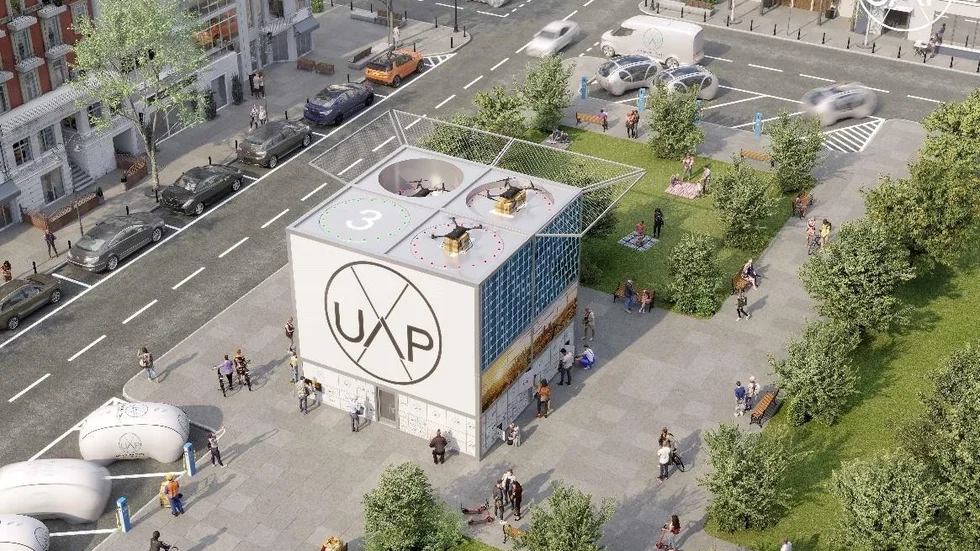 Så här kan en så kallad droneport, en landningsplats för drönare, se ut. Nu utreds en etablering på Hammarängen i Skellefteå av en droneport.