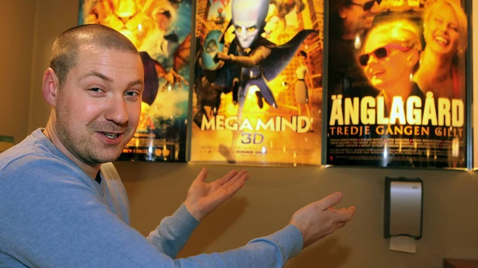Andreas Sallmunds. Platschef på biostaden Borgen  berättar att juldagen är årets största biodag. I bild från juldagen 2010 då 700 personer såg film på bio Borgen.
Arkivfoto: Rolf Jönsson
