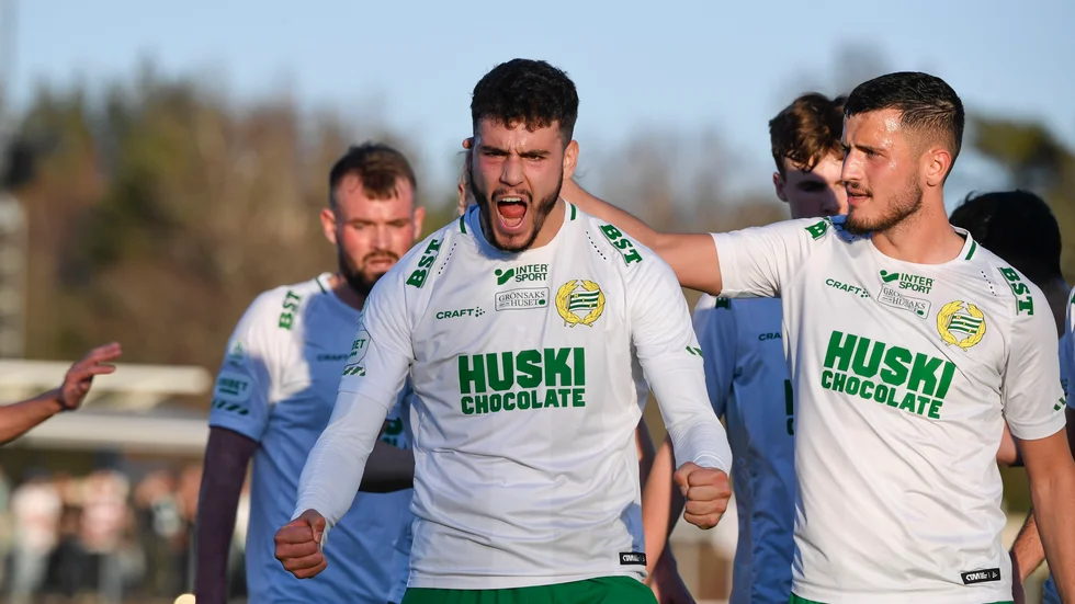 Hammarbys Edvin Kurtulus jublar efter 0-1.