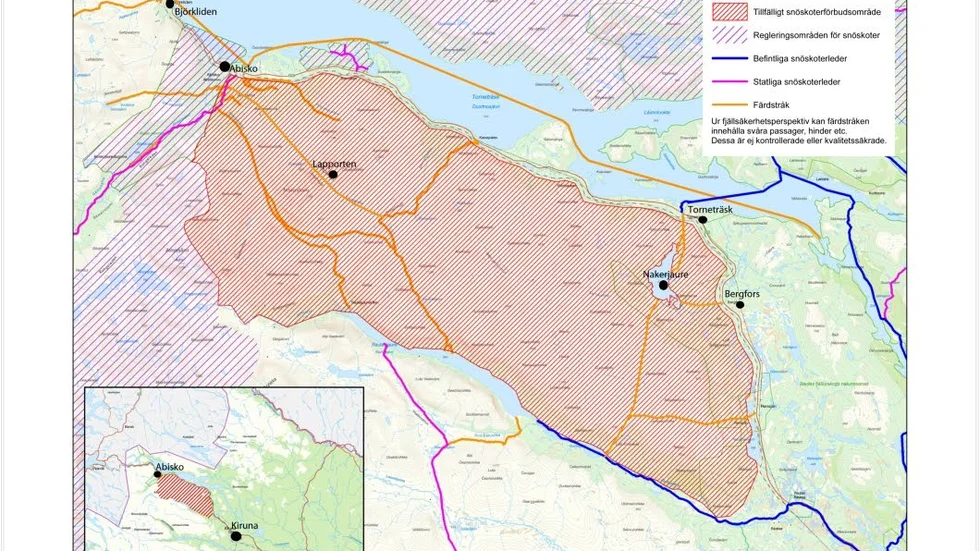ABISKO. Det begärda skoterförbudsområdet i Abisko är stort. Förslaget som skickats ut till berörda parter har fått många Abiskobor att protestera. På måndag tas beslut i frågan.