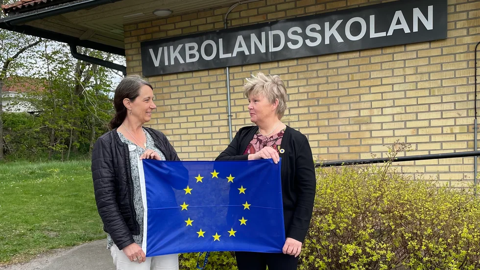 Gunilla Angström, rektor på Vikbolandsskolan och Kättinge skola och Tina Mattsson, lärare och EU-ambassadör, ser många fördelar för en landsbygdsskola att jobba med EU och internationalisering.
