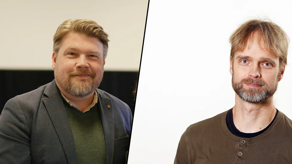 Kommunalrådet Anders Härnbro (S) och Vänsterpartiets gruppledare David Aronsson.