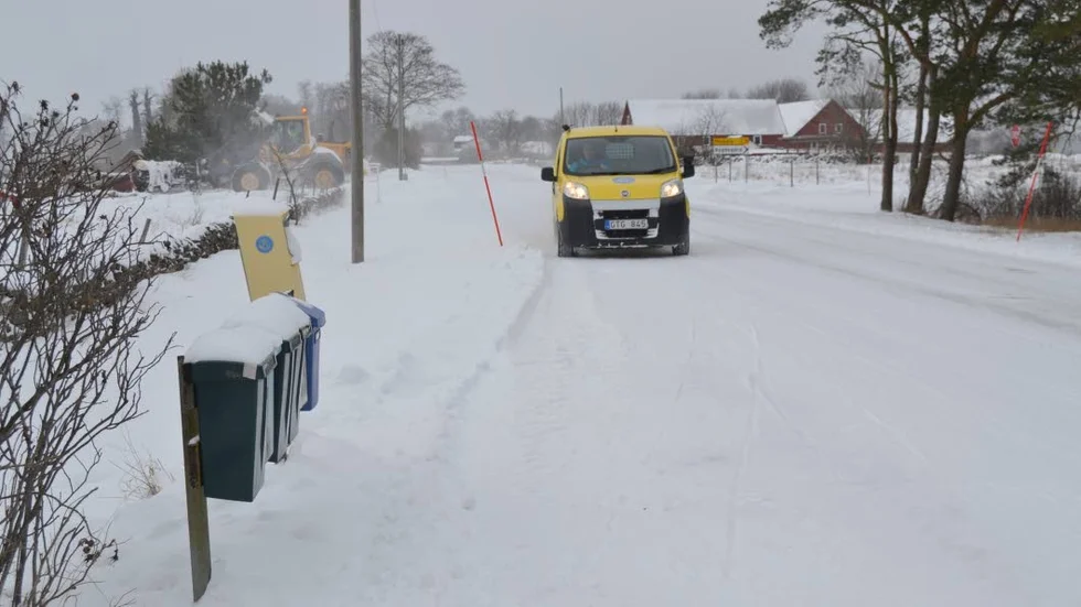 Posten kom fram till Vamlingbo i snön och halkan.