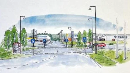 Trafiksituationen på Malmheden ska bli bättre med rondeller, busshållplatser och passager över vägen.GRAFIK: WSP