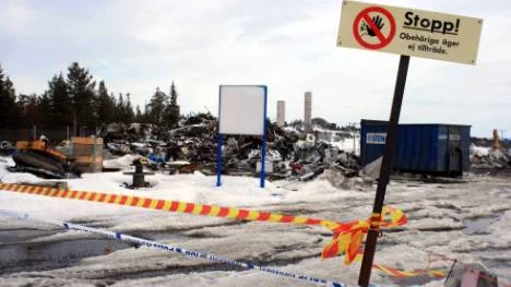 Tre bombliknande föremål hittades på Stena recyclings område i Kiruna i gårFOTO: Alexander Linder