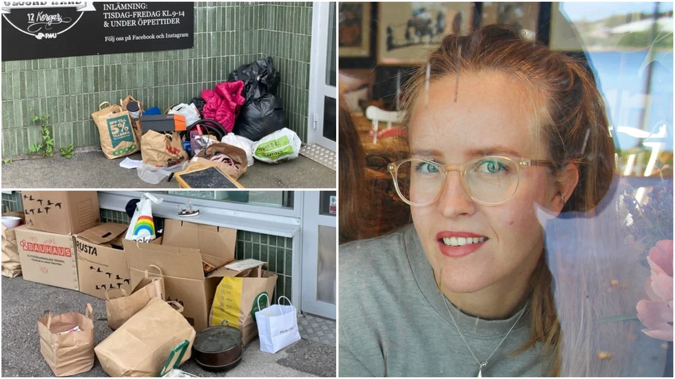 Personalen på Tolv korgar kan inte hantera de varor som lämnas vid porten, säger Emmanuelle Forsman.