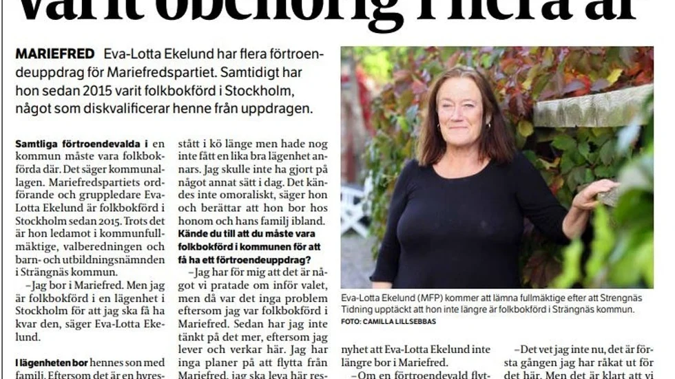 I onsdagstidningen avslöjade vi att Eva-Lotta Ekelund har varit obehörig för förtroendeuppdrag i kommunen i tre års tid. Men det är inte Mariefredspartiets enda problem.