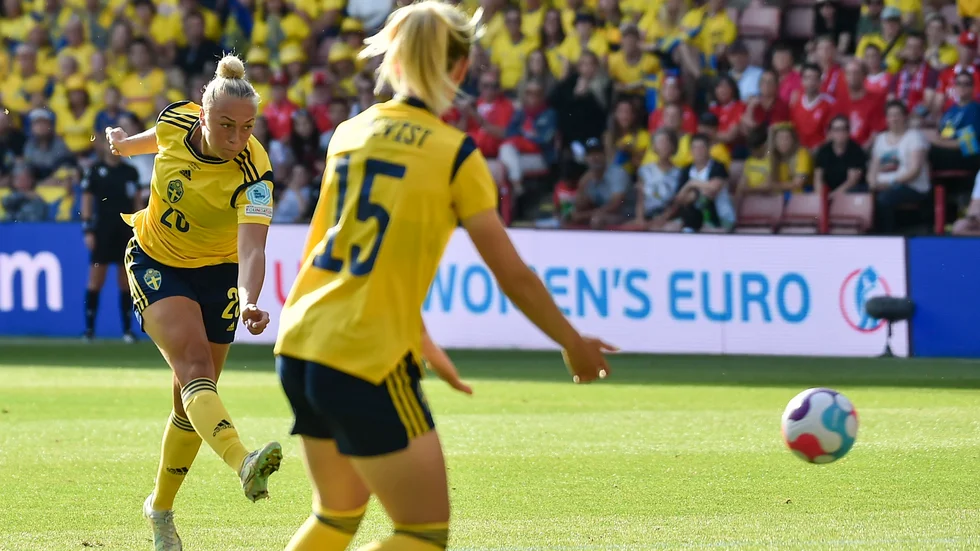 Hanna Bennison avgjorde i 94:e minuten när hennes Everton slog Leicester med 1–0 i Women's Super League. Arkivbild.
