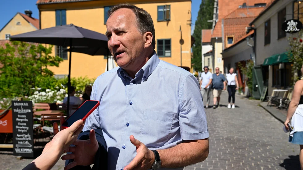 Tidigare statsminister Stefan Löfven i Visby under Almedalsveckan på söndagen.