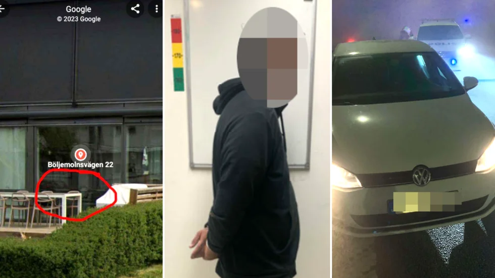 Via en chatt fick en av gärningsmännen en bild på huset som skulle sprängas. Två av de åtalade greps i bilen till höger.  