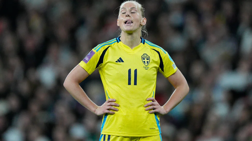 Stina Blackstenius missar de kommande EM-kvalmatcherna mot Irland. Arkivbild.