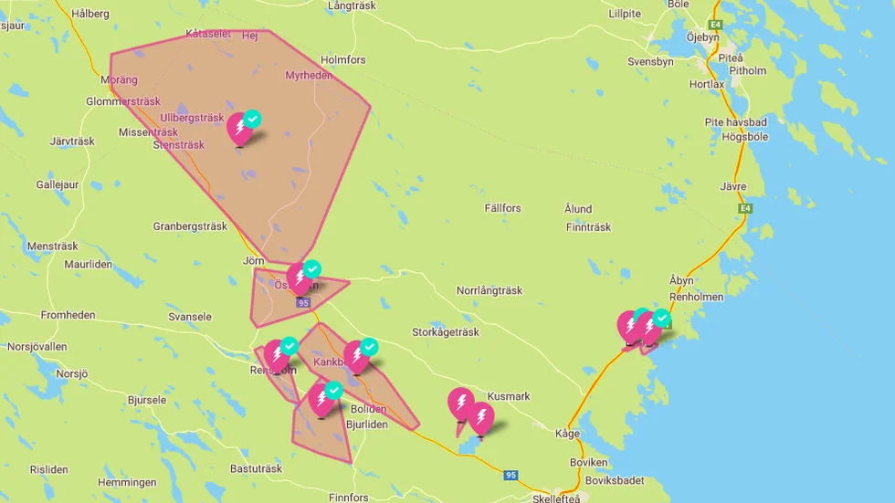Karta över de drabbade områdena.