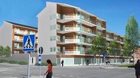 NYBYGGE. Så här kommer det nya kvarteret, som ska heta Cederterassen, att se ut. Det blir 42 lägenheter med kooperativa hyresrätter. Illustration: Hans Tirsén/Aili arkitekter AB