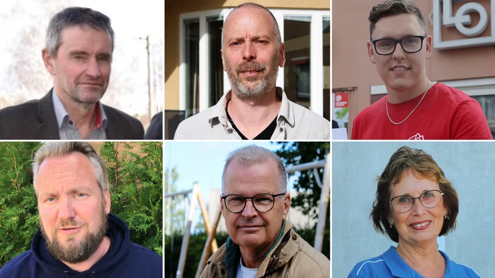 Här är de som fick mest kryss av sina väljare i kommunvalet. Övre raden fr.v Per Åke Svensson (M) 425 kryss är 21,3 procent av partiet röster. Lars Johansson (V) 196 röster, 17,9 procent. Daniel Nestor (S) 190 röster, 7,1 procent. Undre raden Jimmy Rödin (SD) 186 röster, 13,3 procent, Jacob Käll (C) 179 röster, 11,4 procent och Gudrun Brunegård (KD) 156 röster 16,1 procent. Totalt personvaldes 13 politiker. Det är en mer än 2018.