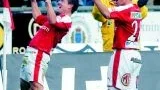 Målskytt igen. Mikael Blomberg gjorde 1-0 för Kalmar i segermatchen mot Hammarby på Fredriksskans. Det var "Blommas" fjärde mål på de fem senaste matcherna i allsvenskan.
Foto:Pressens bild