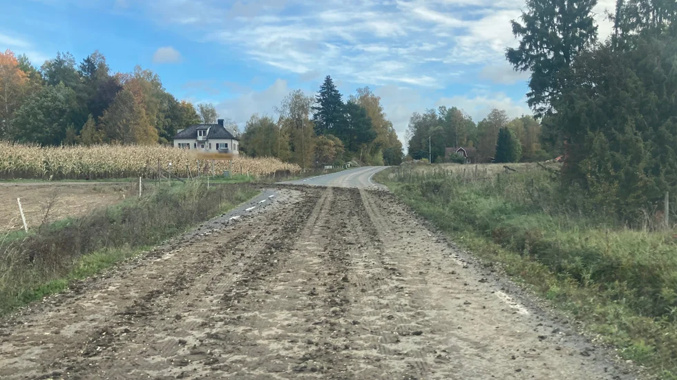 Så här såg en av vägarna ut i Björkviksområdet på torsdagen. 