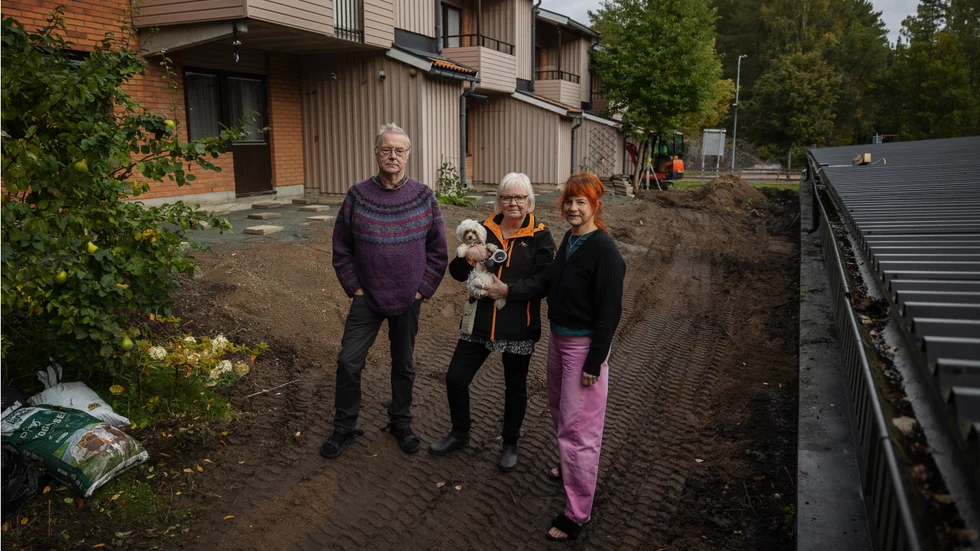 Från vänster: Palli Kristmundsson, Eva Burman och Monika Remus. De är missnöjda över skövlingen som Uppsalahem låtit göra.