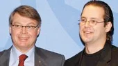 Moderaternas partiledare Bo Lundgren tillsammans med Anders Borg, moderaternas nya ekonomiska talesman. Anders Borg är uppvuxen i Norrköping.
FOTO: PRESSENS BILD