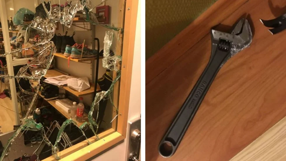 En student i 20-årsåldern krossade rutor i en studentkorridor. 