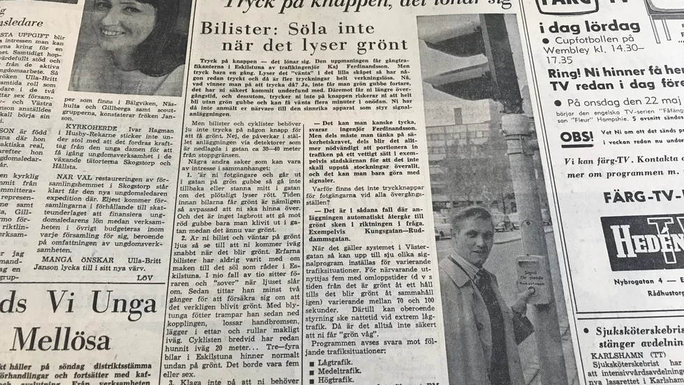 Eskilstuna-Kurirens läsare fick den 18 maj 1968 lära hur trafikljusen ska användas och hur bilisterna snabbare ska komma iväg vid grönt ljus.