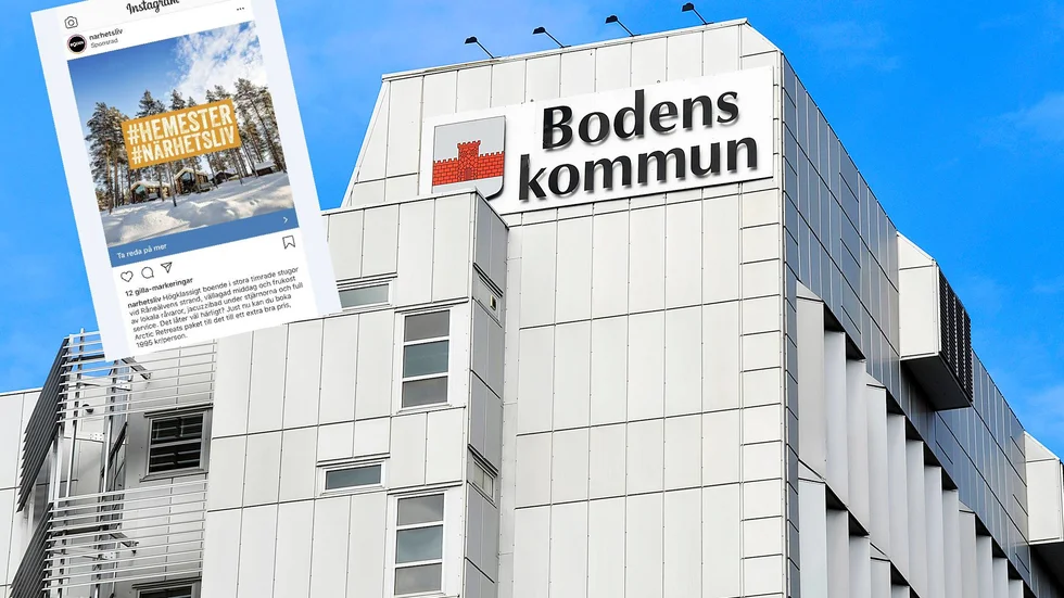 Bodens kommun gör reklam för ett enskilt företag. Olle Lundin, professor i förvaltningsrätt, bryter kommunen både mot kommunallagen och regeringsformen. 