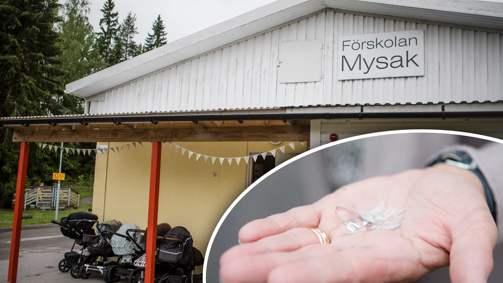 Även efter städningen plockade personalen glassplitter. 