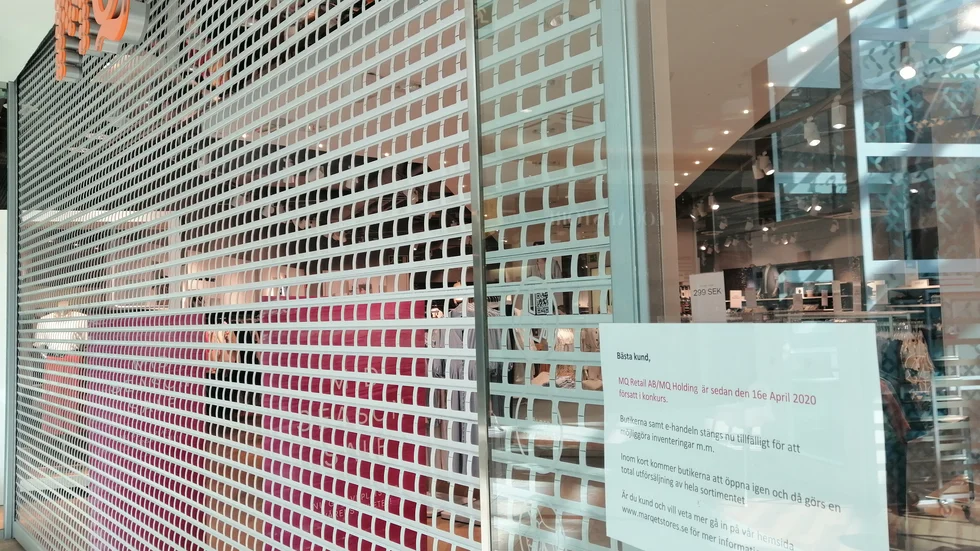 Klädbutiken MQ i Gallerian har stängt på grund av konkurs.
