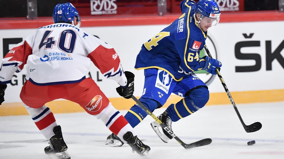 Jonathan Pudas debuterade i Tre Kronor mot Tjeckien. 