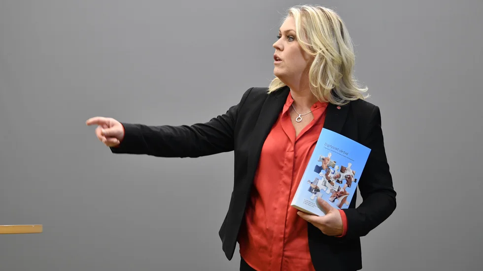 Socialminister Lena Hallengren har fört regeringens talan under helgens märkliga turer om makt. 