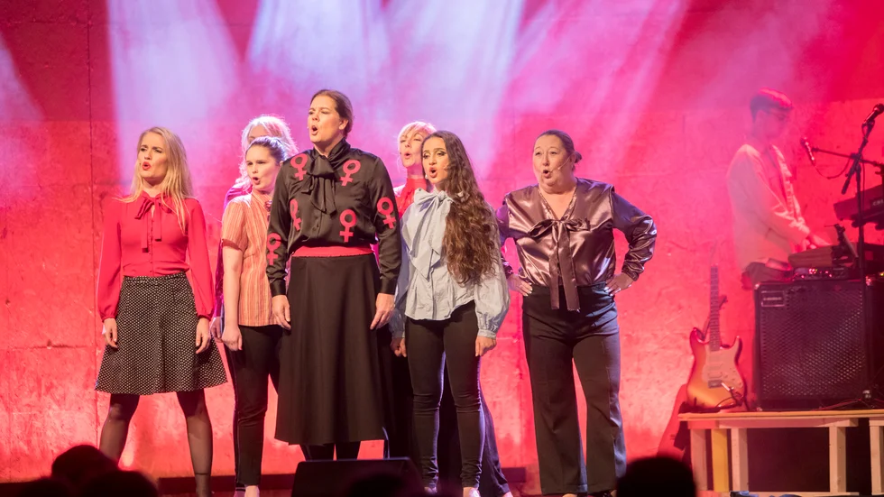 I mitten syns Cissie Brunosson i den senaste revyn, "De folkvalda".