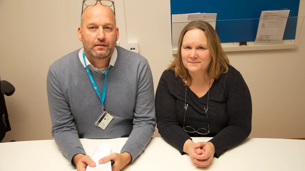 Mattias Lundgren, facklig för ST regionalt och Fredrika Persson, vikarierande sektionschef i Boden. " Vi tycker att arbetsmarknadsministern har en del nya infallsvinklar vilket känns bra".