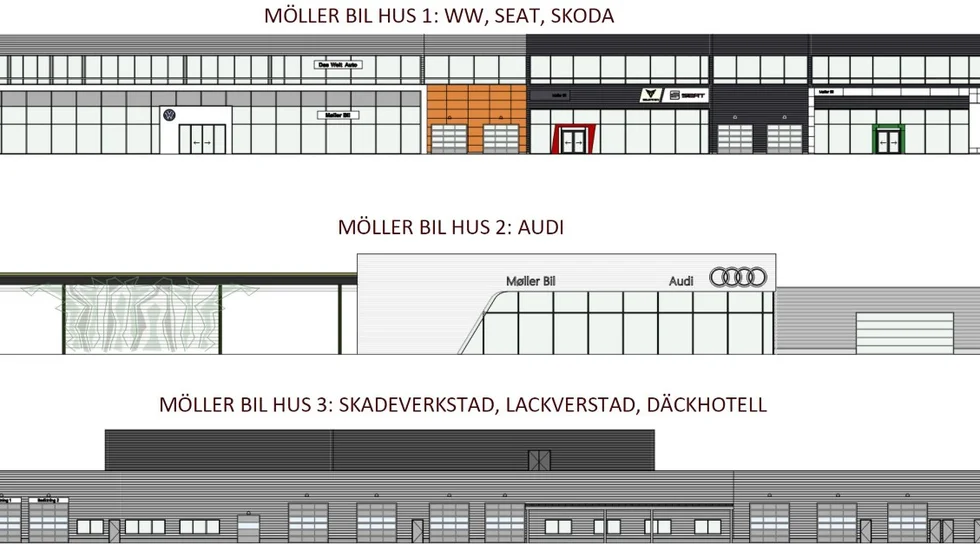Så här ser Möller Bils nya byggnader ut.
