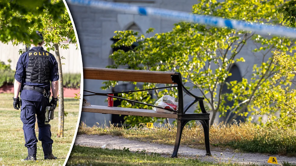 Polisen har säkrat upp ett område på klinten ovanför domkyrkan i Visby. På platsen arbetade tekniker och flera föremål var märkta med skyltar.