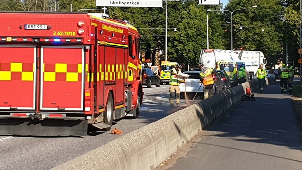 Flera bilar var inblandade i kökrocken på onsdagsmorgonen i höjd med badhuset.
