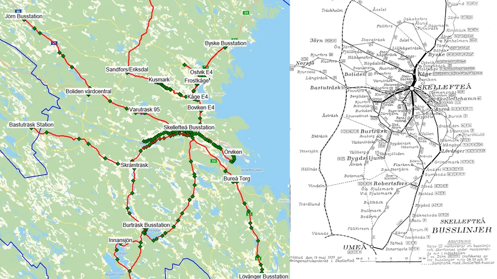 Kartor: Skellefteå kommun samt från boken Skellefteå stads historia (1945).