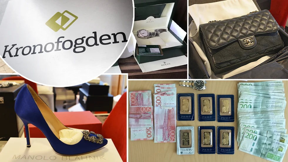 Exklusiva klockor, märkesväskor, skor, smycken, kontanter och sportbilar hör till föremålen som utmäts av Kronofogden i insatserna mot den organiserade brottsligheten.