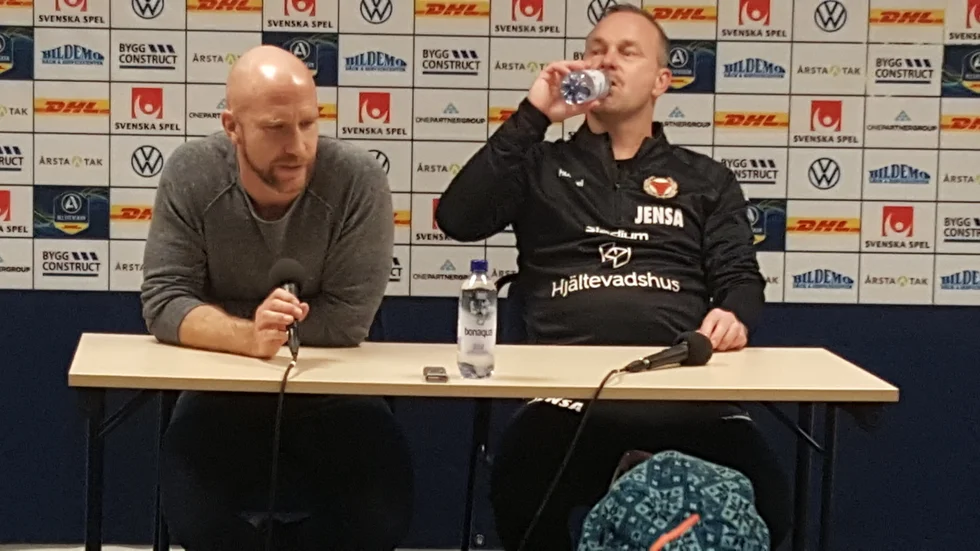 Siriustränaren Henrik Rydström och Kalmars dito Jens Nilsson.