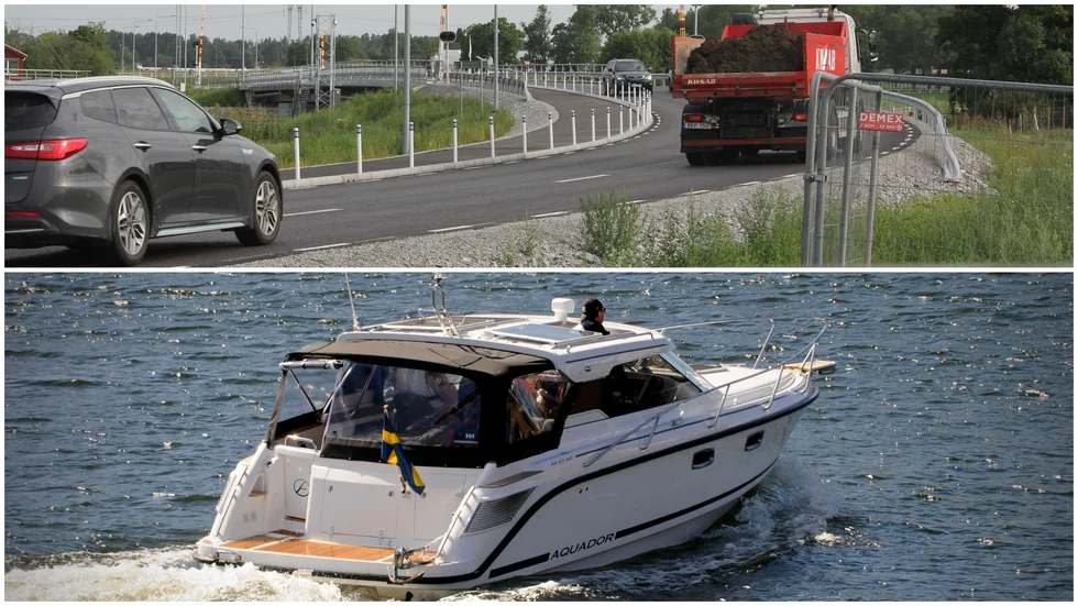 Sundet mellan Ekoln och resten av Mälaren stängs av när gamla Erikssundsbron ska rivas. "Trafikverket och Sjöfartsverket borde ha informerat om det tidigare", anser Ulla-Britt Tiger, en av många som har sin båt i Uppsala. På bilden nya Erikssundsbron och båt i Mälaren.