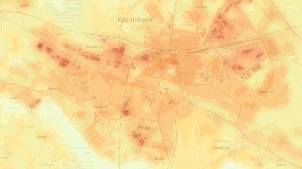 Högsta temperaturerna i Katrineholm åren 2017-2022 uppmätts ofta vid industrierna. 