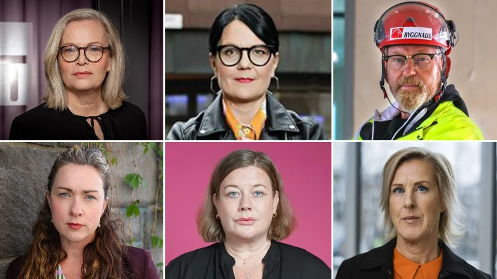 Britta Lejon, ST, Therese Svanström, TCO, Johan Lindholm, Byggnads, Veronica Magnusson, Vision, Malin Ragnegård, Kommunal, och Åsa Fahlén, Sveriges Lärare, hör till dem som har synpunkter på statsbudgeten.