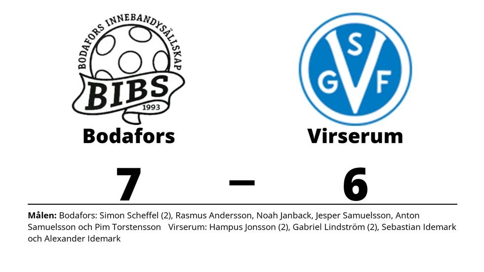 Bodafors IBS vann mot Virserums SGF