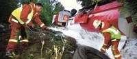 Tankbil i diket utanför Hjorted