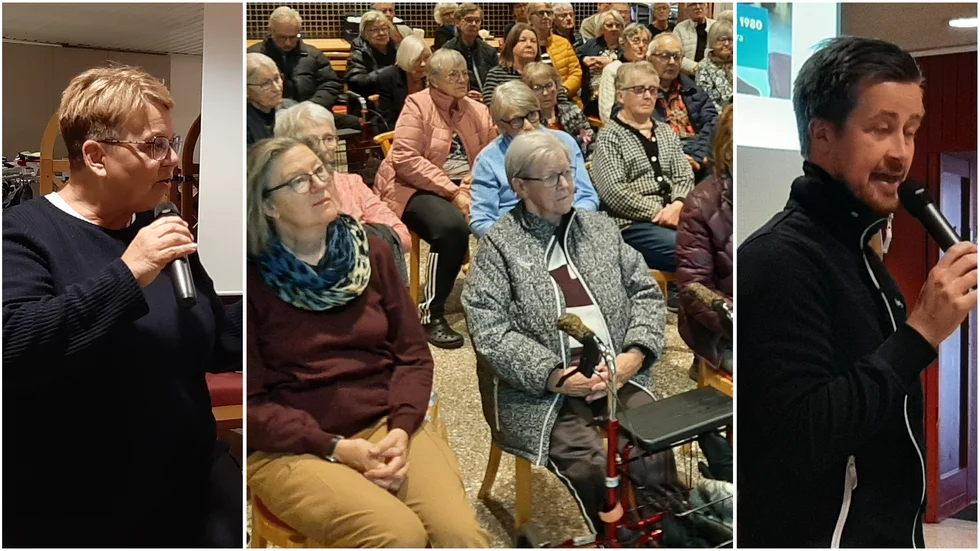 Trygghetsvärdinnan Susanne Karlsson berättade bland annat om en elrullstol och en side by side-cykel som Hjärtlung varit med och bekostat. Publiken lyssande uppmärksamt när Markus Nilsson, Sparbanken Nord, informerade om bedrägerier.