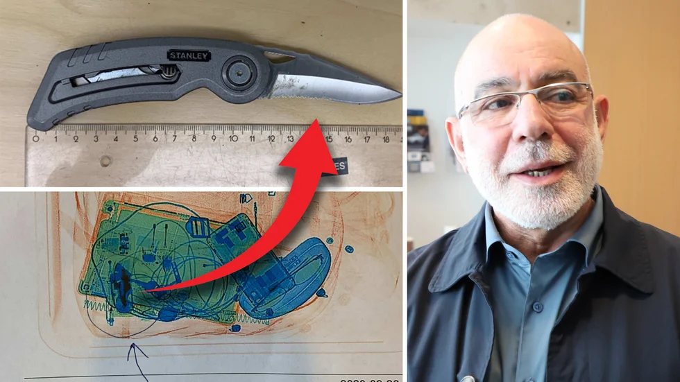 Linköpingspolitikern Ali Hajar fick sin ryggsäck undersökt vid entrén till Jönköpings tingsrätt. Då upptäcktes kniven. 