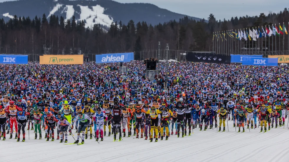 Vasaloppet i samband med starten.