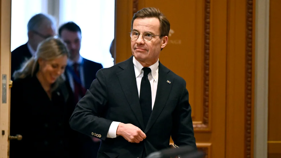 Statsminister Ulf Kristersson (M) vid EU-nämndens sammanträde.