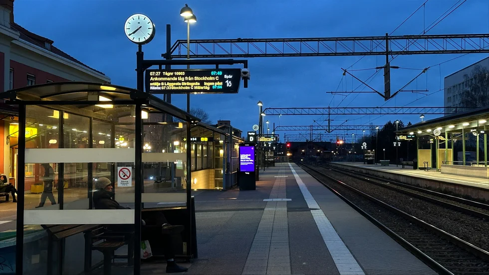 Eskilstuna centralstation under torsdagsmorgonen.