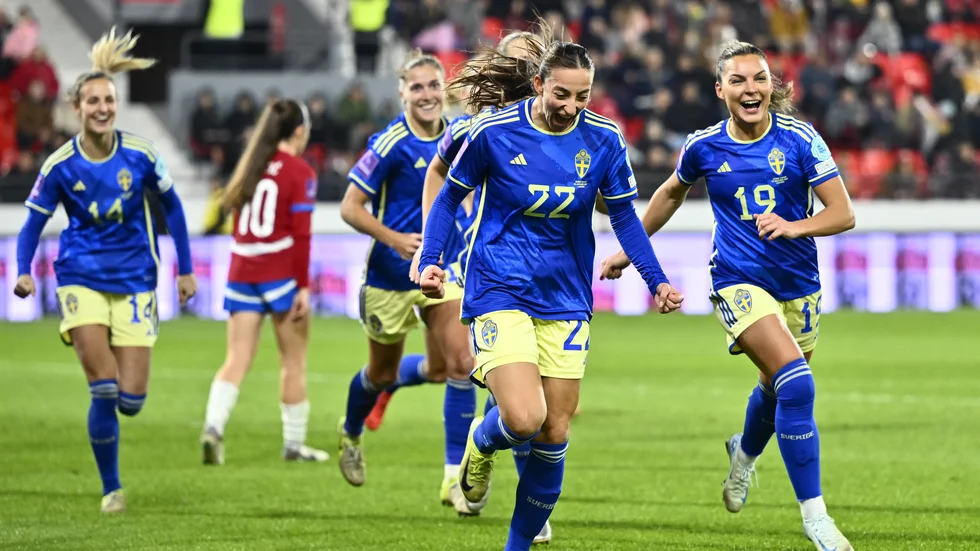 Damlandslagets två första Nations League-matcher i februari borta mot Danmark och Wales sänds i SVT. Arkivbild.