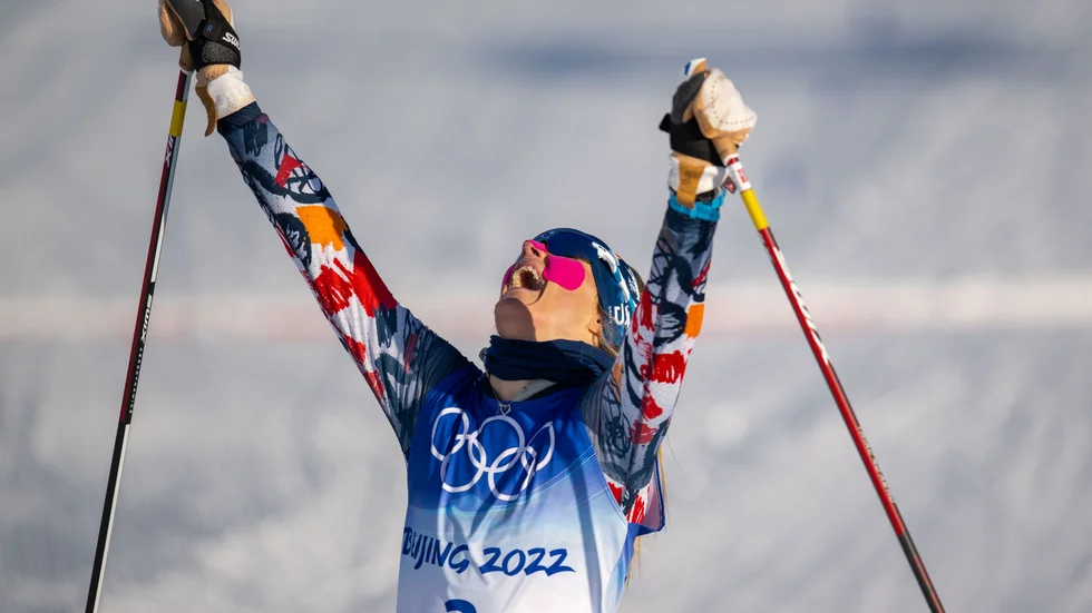Therese Johaug var överlägsen i skiathlonloppet i OS.