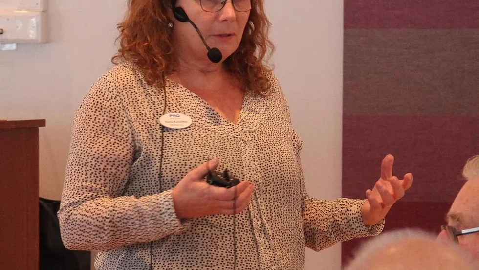 Marie Reifelton berättade om sig själv och vad hon vill uträtta som PRO:s ombudsman i Östergötland.